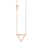 14K Rose .05 CTW Diamond Triangle 16-18" Necklace-