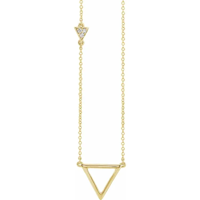 14K Rose .05 CTW Diamond Triangle 16-18" Necklace-