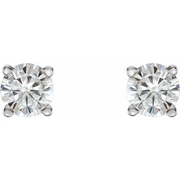 14K White 5 mm Round Forever One Moissanite Earrings-
