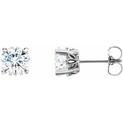 14K White 5 mm Round Forever One Moissanite Earrings-