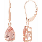 14K Rose Morganite Lever Back Earrings-