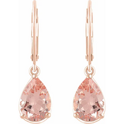 14K Rose Morganite Lever Back Earrings-