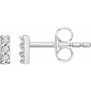 14K White .05 CTW Diamond Bar Earrings-