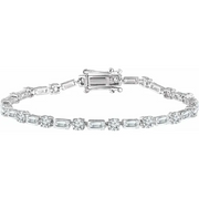 Sterling Silver Cubic Zirconia Line 7" Bracelet-