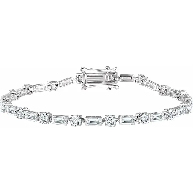 Sterling Silver Cubic Zirconia Line 7" Bracelet-