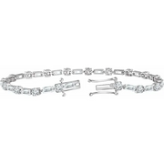 Sterling Silver Cubic Zirconia Line 7" Bracelet-