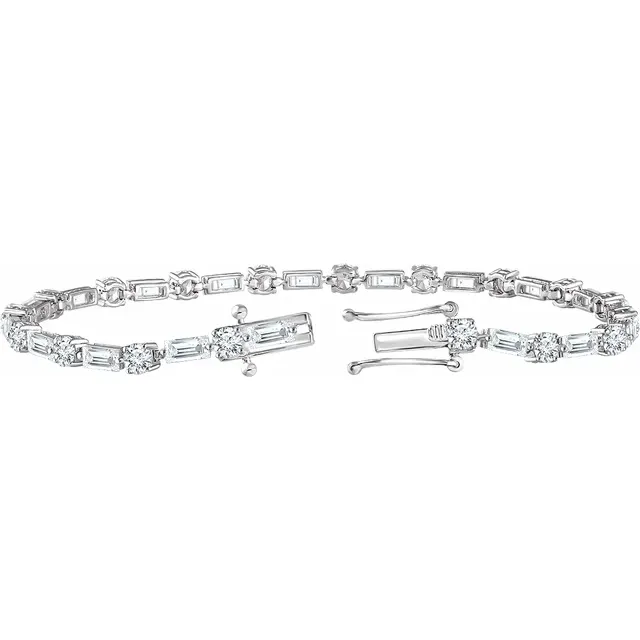 Sterling Silver Cubic Zirconia Line 7" Bracelet-