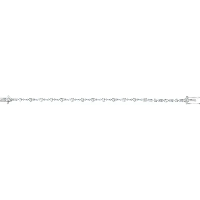 Sterling Silver Cubic Zirconia Line 7" Bracelet-