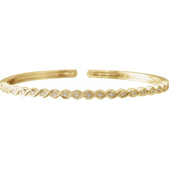 14K Yellow 1/6 CTW Diamond Stackable Bangle Bracelet-