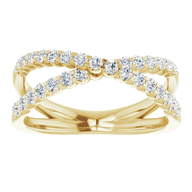 14K Yellow 1/2 CTW Diamond Criss-Cross Ring-