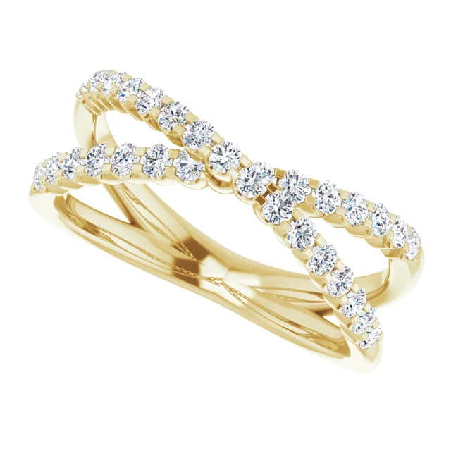 14K Yellow 1/2 CTW Diamond Criss-Cross Ring-