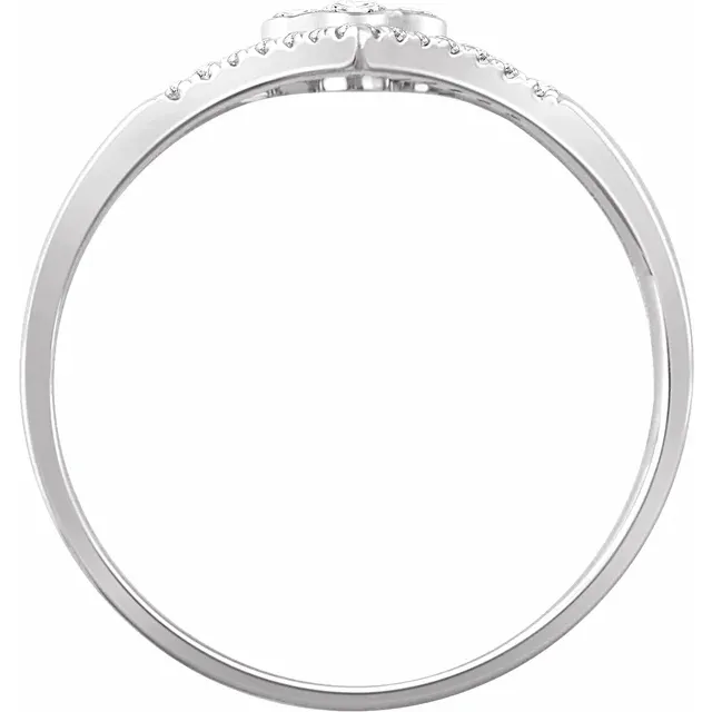 14K White 1/10 CTW Diamond "V" Ring-