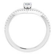 14K White 6x4 mm Pear Forever One? Moissanite & 1/6 CTW Diamond Ring-