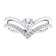 14K White 6x4 mm Pear Forever One? Moissanite & 1/6 CTW Diamond Ring-