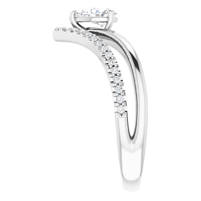 14K White 6x4 mm Pear Forever One? Moissanite & 1/6 CTW Diamond Ring-