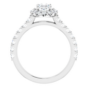 14K White 7x5 mm Oval Forever One Moissanite & 3/4 CTW Diamond Engagement Ring-