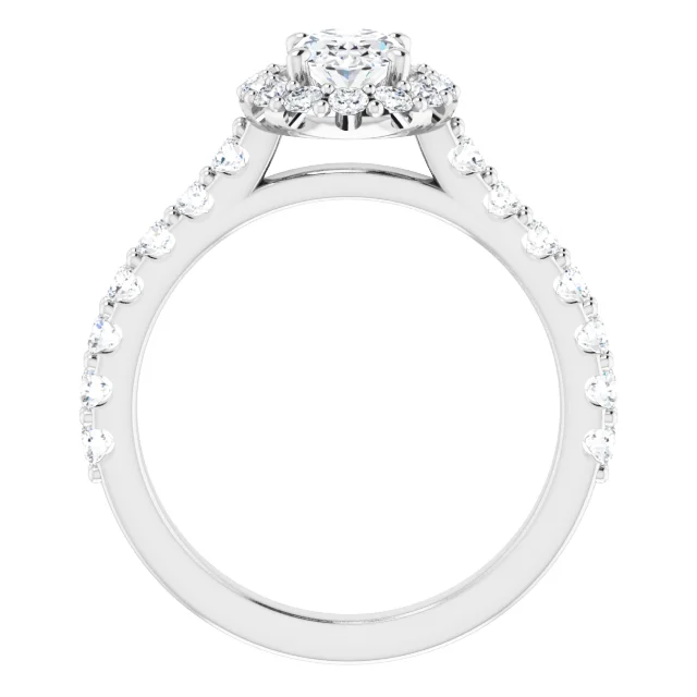 14K White 7x5 mm Oval Forever One Moissanite & 3/4 CTW Diamond Engagement Ring-