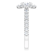 14K White 7x5 mm Oval Forever One Moissanite & 3/4 CTW Diamond Engagement Ring-