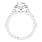 14K White 6.5 mm Round Forever One Moissanite & 1/3 CTW Diamond Engagement Ring-