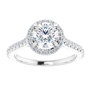 14K White 6.5 mm Round Forever One Moissanite & 1/3 CTW Diamond Engagement Ring-
