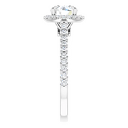 14K White 6.5 mm Round Forever One Moissanite & 1/3 CTW Diamond Engagement Ring-