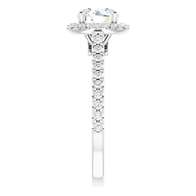 14K White 6.5 mm Round Forever One Moissanite & 1/3 CTW Diamond Engagement Ring-
