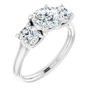 14K White 8 mm Round Forever One Moissanite Engagement Ring-