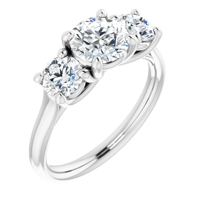 14K White 8 mm Round Forever One Moissanite Engagement Ring-