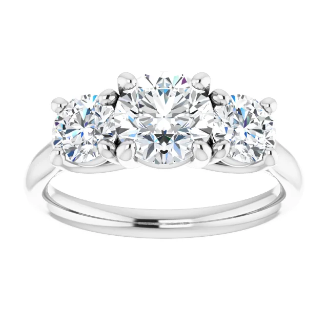 14K White 8 mm Round Forever One Moissanite Engagement Ring-
