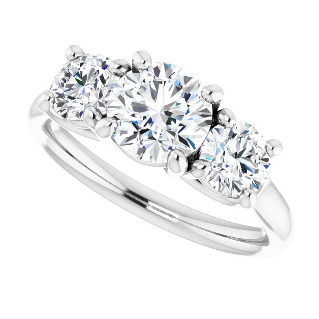 14K White 8 mm Round Forever One Moissanite Engagement Ring-