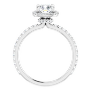 14K White 6 mm Cushion Forever One Moissanite & 1/3 CTW Diamond Engagement Ring-