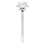 14K White 6 mm Cushion Forever One Moissanite & 1/3 CTW Diamond Engagement Ring-