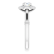 14K White 5 mm Round Forever One Moissanite & 1/8 CTW Diamond Engagement Ring-