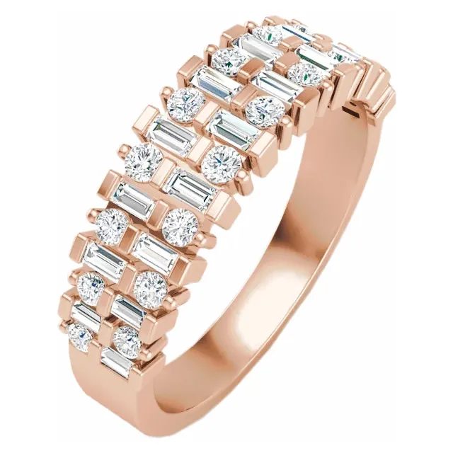 14K Rose 3/4 CTW Diamond Anniversary Band-