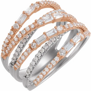 14K White & Rose 1 CTW Diamond Negative Space Ring-7.00 (approximate standard size)-
