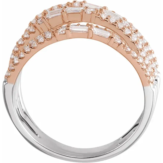 14K White & Rose 1 CTW Diamond Negative Space Ring-7.00 (approximate standard size)-