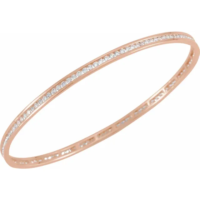 14K Rose 2 1/4 CTW Diamond Stackable Bangle 8" Bracelet-