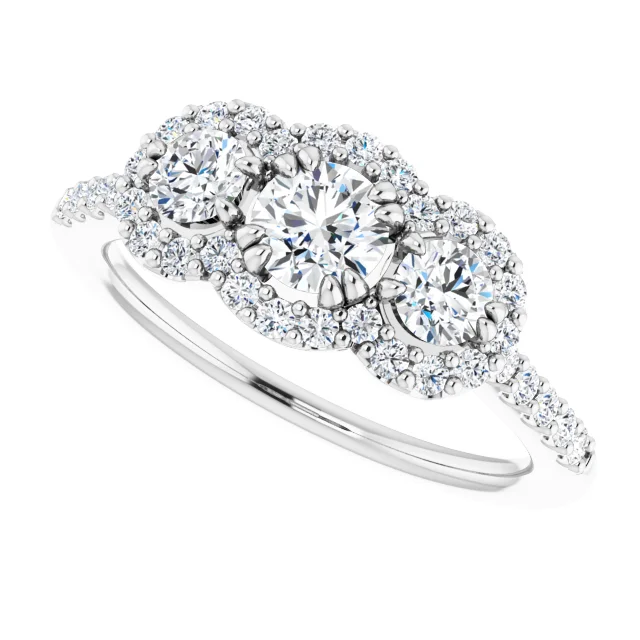 14K White 1 CTW Diamond Engagement Ring-