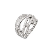 14K White 1 1/2 CTW Diamond Criss-Cross Ring Size 7-