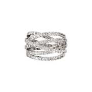 14K White 1 1/2 CTW Diamond Criss-Cross Ring Size 7-
