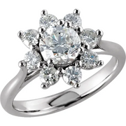14K White 1 3/4 CTW Diamond Cluster Ring-7.00 (approximate standard size)-