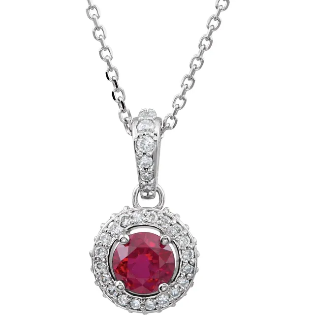 Platinum Ruby & 1/5 CTW Diamond 18" Necklace-