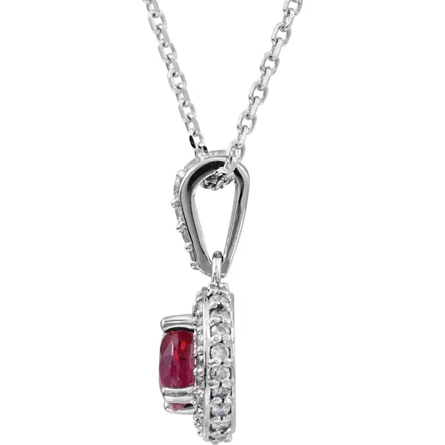 Platinum Ruby & 1/5 CTW Diamond 18" Necklace-