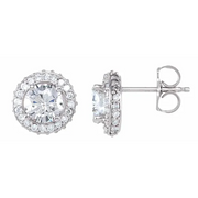 14K White 1 1/3 CTW Diamond Earrings-