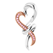 Sterling Silver with Rose Rhodium-Plating Pink Sapphire Heart Pendant-
