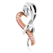 Sterling Silver with Rose Rhodium-Plating Pink Sapphire Heart Pendant-