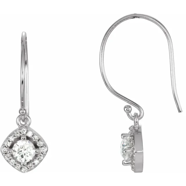 14K White 5/8 CTW Diamond Earrings-