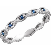 14K White Blue Sapphire Anniversary Band Size 7-7.00 (approximate standard size)-