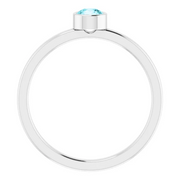 14K White 4 mm Round Blue Zircon Ring-