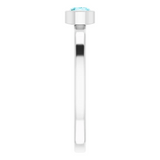 14K White 4 mm Round Blue Zircon Ring-